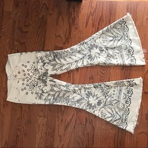 NWOT free people printed flare jeans